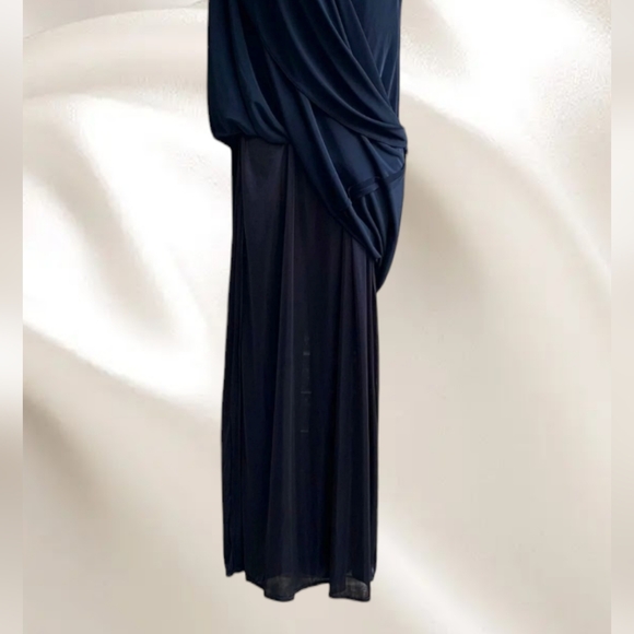 Patra Women's Sheer Embroidered Neckline Maxi Dress Navy Blue - Picture 5 of 6